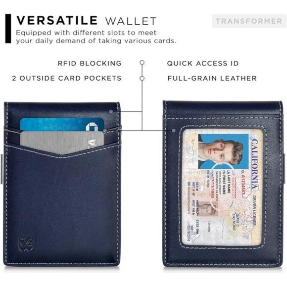 Wallets slim Front Pocket RFID Blocking Card Holder Minimalist Mini Bifold - Picture 5 of 6
